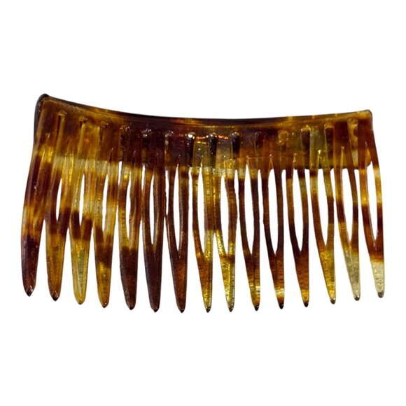 Vintage Rhinestone Embellished Hair Comb 3" Tortoise Shell Celuloid Barrette Y2K - Picture 2 of 3